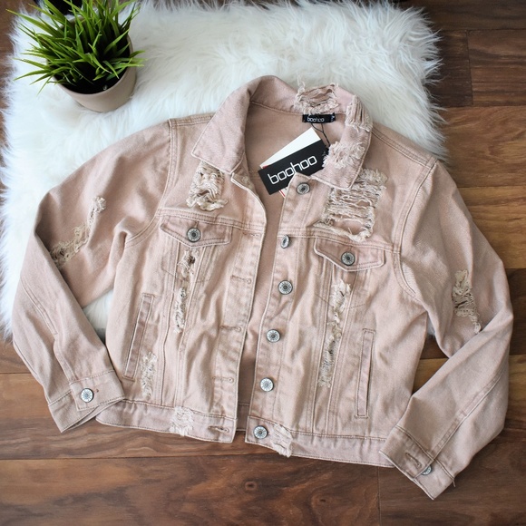 Boohoo Jackets & Blazers - NWT Boohoo Melanie Distressed Twill Jacket